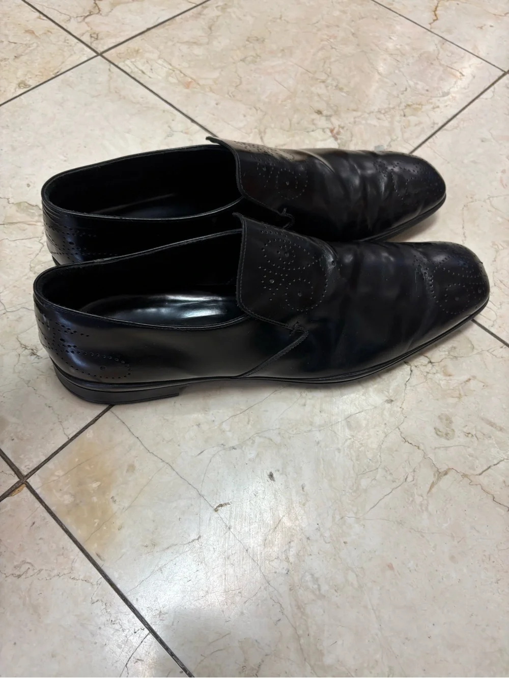 Prada Men's Black Leather Slip-On Dress Shoes